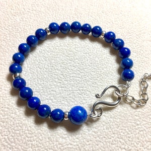 Blue Lapis Lazuli and Silver Bracelet