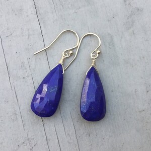 Blue Lapis Lazuli Drop Earrings / 3 Different Sizes