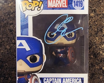 Funko Pop firmado de Chris Evans "Capitán América" #1419 con certificado de autenticidad.