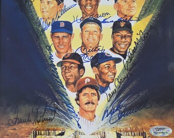 MLB 500 Home Run Club gesigneerd 8 x 10 foto: Williams, Mantle, Aaron, Mays, met COA