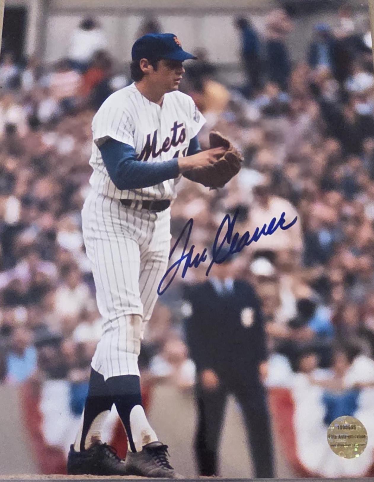 トム・シーバー HOF ニューヨーク・メッツ サイン入り 8 x 10 写真 w 