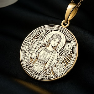 14K Gold Hera Medallion Necklace: Greek Goddess Jewelry
