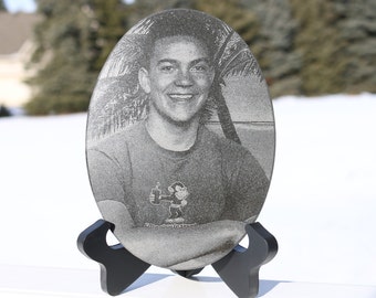 Personalized Black Granite 5x7" Oval - Your Photo Laser Engraved