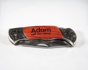 Personalized Rosewood DecoGrip Hunting Knife - Father's Day Gift, Gift for Dad