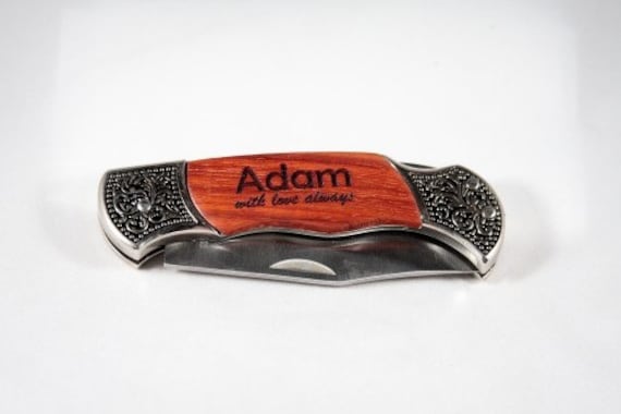 Personalized Rosewood DecoGrip Hunting Knife - Laser Engraved