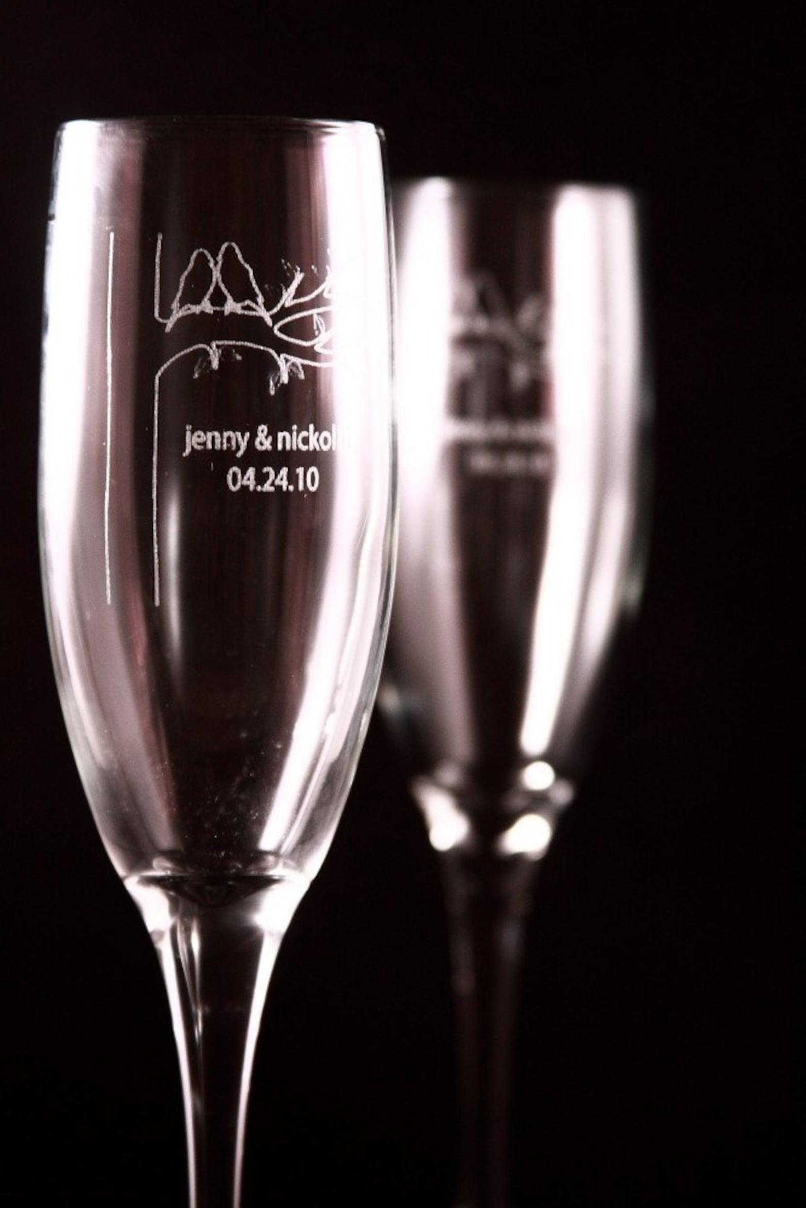 Personalized Champagne Flutes Set of Two 6 Oz. Laser Etsy