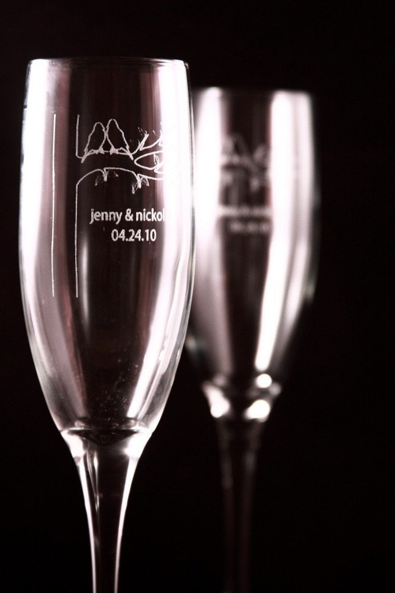Personalized Champagne Flutes Set of Two 6 Oz. Laser Etsy