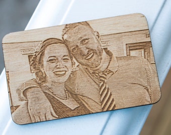 Photo Engraved Wood Wallet Card - Laser Engraved