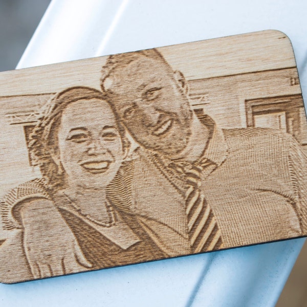 Photo Engraved Wood Wallet Card - Laser Engraved