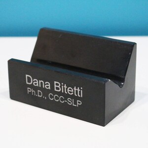 Personalized Black Marble Business Card Holder - Laser Engraved
