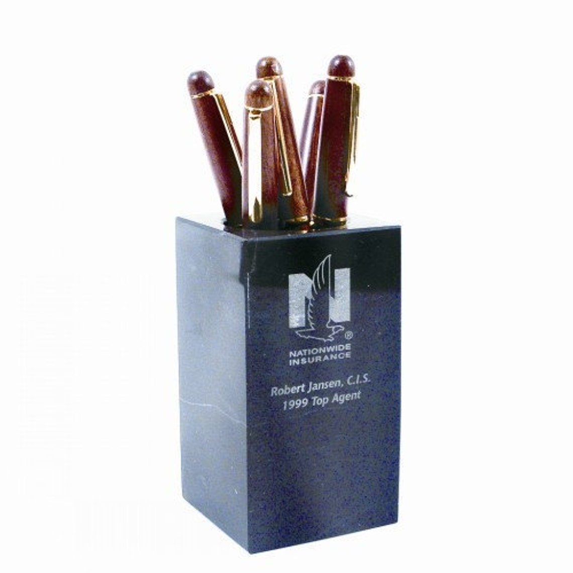 Personalized Black Marble Pen & Pencil Holder Laser Engraved Etsy