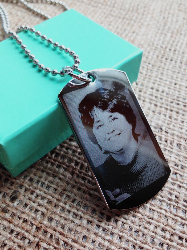 Personalized Photo Engraved Dog Tag Father's Day Gift Etsy