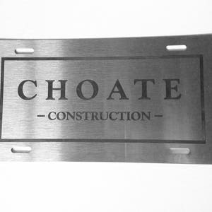 Personalized Brushed Steel Vanity License Plate - Laser Engraved