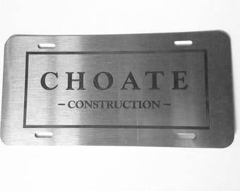 Personalized Brushed Steel Vanity License Plate - Laser Engraved