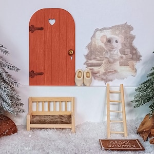 Secret Santa deurstartset met Secret Santa accessoires, Secret Santa deur, ladder, deurmat en Secret Santa schoenen
