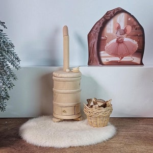 Wichtel accessories for Wichtel door Wichtel Bollerofen fireplace with basket and logs