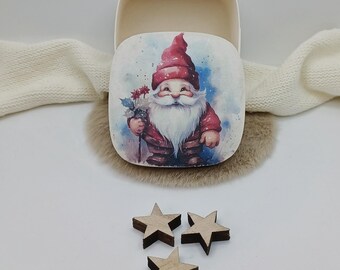 Christmas gift wooden box with elf motif Santa Claus gift Santa Claus farewell gift