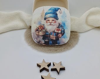 Christmas gift wooden box with elf motif Santa Claus gift Santa Claus farewell gift