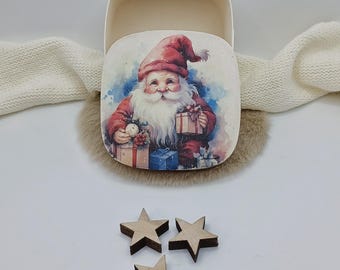 Christmas gift wooden box with elf motif Santa Claus gift Santa Claus farewell gift