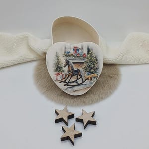 Weihnachtsgeschenk nostalgische Holzdose mit Motiv auf Deckel Geschenkverpackung Schmuck Aufbewahrung