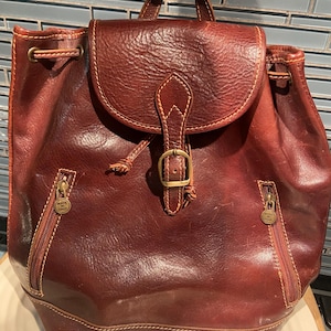 Vintage 1980\'s Vera Pelle Brown Leather Backpack s-l1200.jpg main image 3
