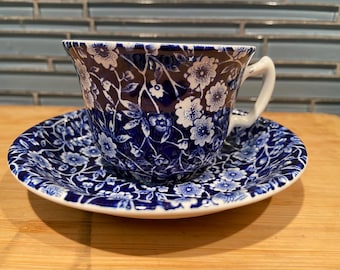 Set of 4 Calico Blue Burleigh Stamp Staffordshire England 8 1/2