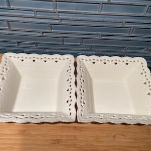Skye McGhie &quot;Cream Lace&quot; white  6 inch square dish