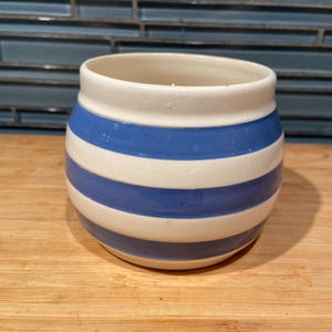 Sucrier Chef Ware, bol Cornish Ware, rayures bleues et blanches, fabriqué dans le Staffordshire, Angleterre