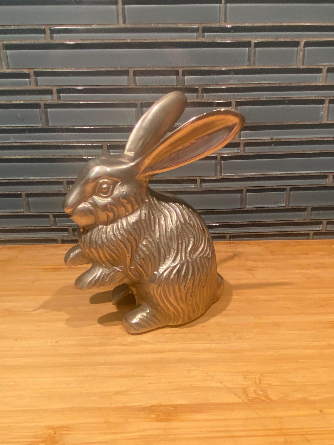 Cast Iron Rabbit Butler Statue Cast Iron Vintage Rabbit Hare Sculpture Statue Figure Garden 5X4” Heavy ...