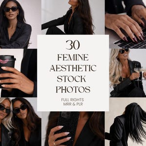 Feminine Black Aesthetic Stock Photos Bundle | 30 Faceless Luxury Studio Images | Content Creator Kit | PLR MRR