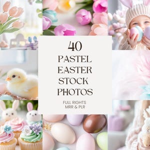 Pastellfärgade påskbilder | 40 estetiska vårbilder för sociala medier och marknadsföring | Söt påsk-canvaspaket | PLR MRR