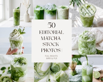 50 fotos de archivo de matcha / Fotografía estética de té verde / Imágenes editoriales de estilo de vida / Paquete 4:5 / Uso comercial MRR PLR