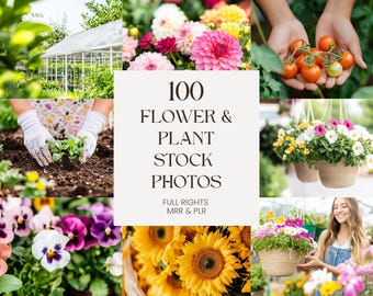 Flower and Plant Stock Photos | 100 Gardening & Florist Marketing Images | Holticultural Bundle for Garden Business | PLR MRR