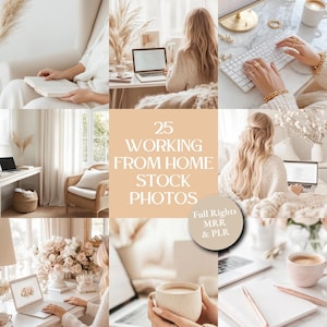 Chic Work From Home Stock Photos | 25 Aesthetic Business Images for Instagram | Neutral Beige Office Vibes | Feminine Entrepreneur Bundle