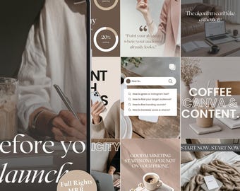 Canva Instagram Templates for SMM, Creators & Bloggers | Minimal Aesthetic Social Media Kit | PLR + MRR Templates