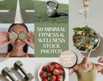 Minimal Fitness & Wellness Stock Fotos Bündel | 50 Ästhetische Markenbilder | Sport Marketing Inhalt | PLR MRR