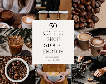 コーヒーショップのストックフォト｜インスタグラム、バリスタマーケティング、顔出しなしのライフスタイルコンテンツ向けのベージュカフェ風美的センス50点セット｜PLR MRR