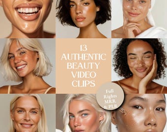 Authentic Beauty Video Clips | 13 Realistic Skin Reels | Beauty Aesthetic Videos for Social Media & Branding | PLR MRR