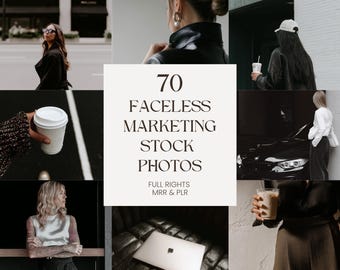 Faceless Marketing Stock Photos | 70 Faceless Stock Image Bundle | Digital Marketing Aesthetic | Luxury Faceless Social Media | PLR MRR