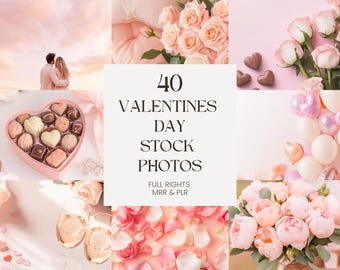 Blush Pink Valentine’s Day Stock Photos | 40 Romantic Images for Social Media & Marketing | Cute Pink Canva Bundle