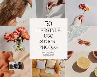 Lifestyle Stock Photos For UGC Content | 70 Luxury Faceless Marketing Images | Beige Aesthetic Digital Download For Social Media | PLR MRR