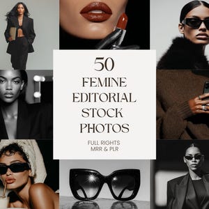 Feminine Editorial Stock Photos | 50 Modern Fashion Images | Luxury Aesthetic | Minimal Moody Content | Branding & Social Media | PLR MRR