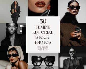 Feminine Editorial Stock Photos | 50 Modern Fashion Images | Luxury Aesthetic | Minimal Moody Content | Branding & Social Media | PLR MRR