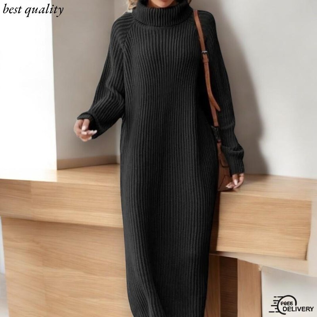 Autumn And Winter Women Knitted Long-Sleeved Casual Dress
