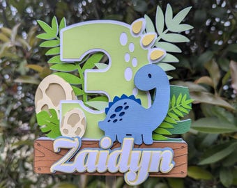 3D Dinosaur Cake Topper: Custom Cardstock Dino Party Decoration