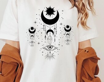 Evil Eye Shirt Sun and Moon Shirt All Seeing Eye Spiritual Shirts Witchy Clothing Witchy Things Witchy Clothes Witchy Shirt Celestial Shirt
