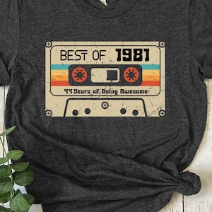 44th Birthday Shirt, Vintage 1981 Limited Edition Cassette T-Shirt, 44th Birthday Gift For Women, 44th Birthday Men Tee, 1981 Birthday Shirt