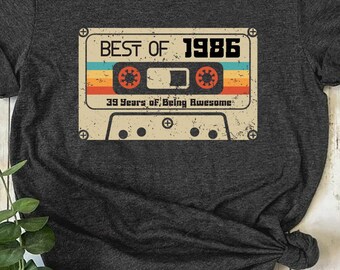 39th Birthday Shirt, Vintage 1986 Limited Edition Cassette T-Shirt, 39th Birthday Gift For Women, 39th Birthday Men Tee, 1986 Birthday Shirt
