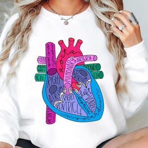 Heart Anatomy Sweatshirt, Cardiac Nursing Gift, Nursing School Shirt, Medical School Student Shirt, Cardiologist Anatomical Heart Shirt