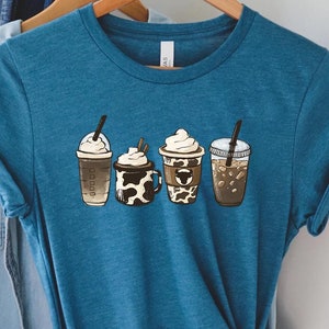 Cow Coffee Mug Shirt, Coffee Cup Shirt, But First Coffee, Coffee Latte Lover Gift, Iced Coffee Shirt, Womens Crewneck, Cute Coffee Tee, Cow